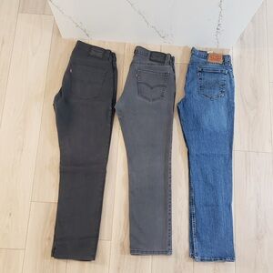 Lot 3 Levi’s 541 Men’s Jeans 33x32 Athletic Taper Black Gray Blue Denim